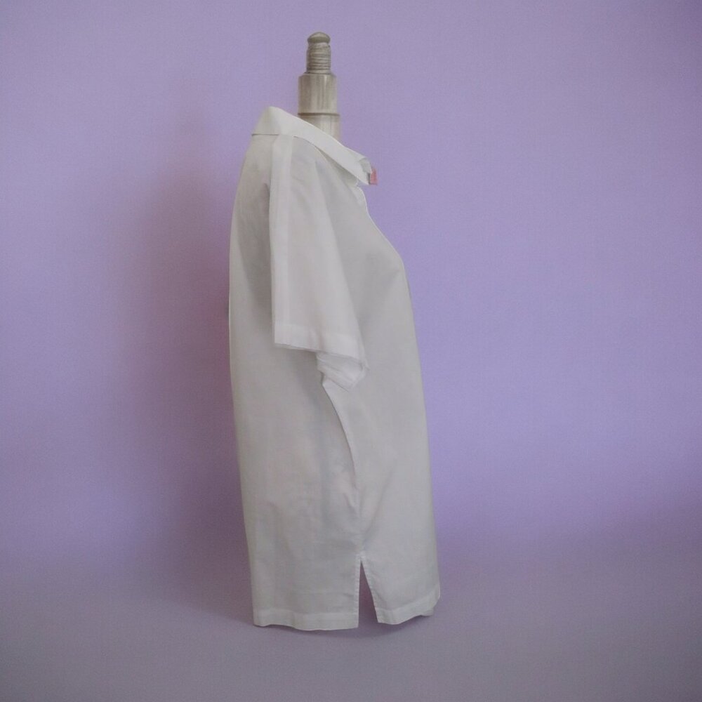 🎉HP🎉Eileen Fisher-Organic Cotton Classic Collar Long Shirt, White, Med., NWOT - Picture 3 of 10